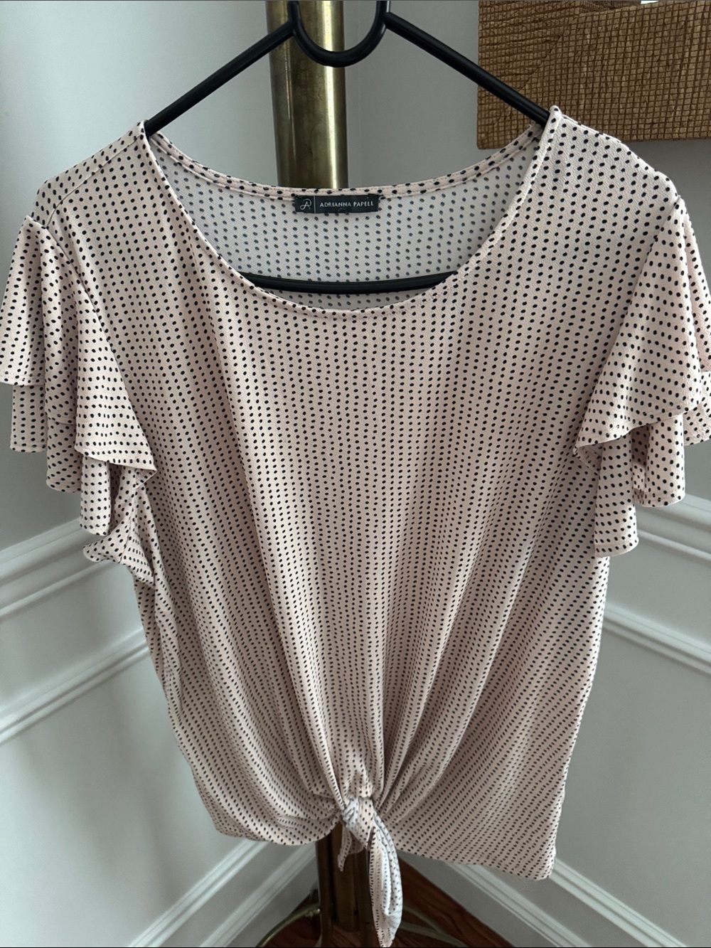 Adrianna Papell Blush Tie-Front Flutter Sleeve Tee